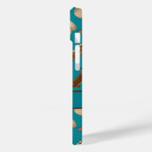 女性のカーボーイカウボーイハットブーツティール（緑がかった色）名パーソナライズされたCa Case-Mate iPhoneケース (裏面 / 左)