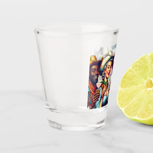 女性のカーボーイカウボーイフレンズ飲むショットカスタム ショットグラス (左)