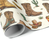 女性のカーボーイカウボーイ西部乗馬ロデオ山西 ラッピングペーパー (ロールコーナー)