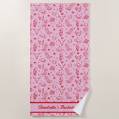 女性のカーボーイカスタムピンクコーストバチェロレッテ ビーチタオル (正面)