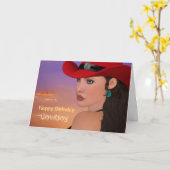 女性のカーボーイカスタム誕生日カード カード (黄色い花)