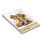 女性のカーボーイカラフルブーツひまわり ノートブック (右側)