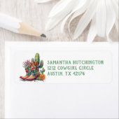 女性のカーボーイカラフルブーツひまわり ラベル (インサイチュ)