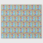 女性のカーボーイカントリーウェスタンのギタープレイヤーシッティング ラッピングペーパー (フラット)