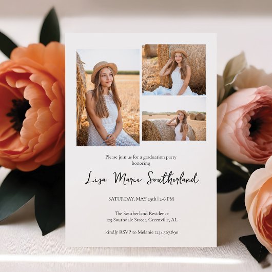 女性のカーボーイカントリーウエスタンフォト卒業パーティー 招待状