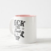 女性のカーボーイカントリーウエスタンライン踊りロデオカウボーイ ツートーンマグカップ (正面左)