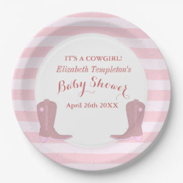 女性のカーボーイカントリーベビーシャワープレート ペーパープレート