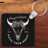 女性のカーボーイカントリー母ウェスタン美学おもしろい引用文 キーホルダー (裏面)