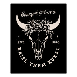 女性のカーボーイカントリー母ウェスタン美学引用文ブラック ポスター