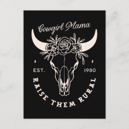 女性のカーボーイカントリー母ウェスタン美学引用文ブラック ポストカード