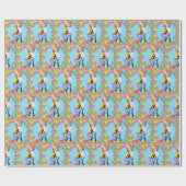 女性のカーボーイカントリー西シンガーとイエローギター ラッピングペーパー (フラット)