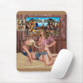 女性のカーボーイキャットファイトレスリング#1 マウスパッド (マウス)