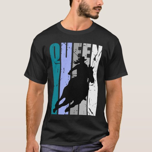 女性のカーボーイクイーンロードウーマンバレルレーサー誕生日リ Tシャツ (正面)