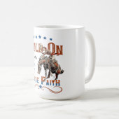 女性のカーボーイクリスチャンTシャツ、バッキング・ホース コーヒーマグカップ (正面右)