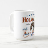 女性のカーボーイクリスチャンTシャツ、バッキング・ホース コーヒーマグカップ (正面左)