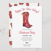 女性のカーボーイクリスマスウォーターカラー招待状 招待状 (正面/裏面)