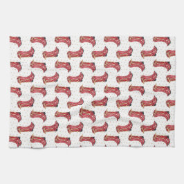 女性のカーボーイクリスマスウォーター色 キッチンタオル