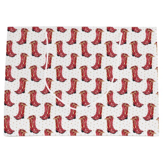 女性のカーボーイクリスマスウォーター色 ラージペーパーバッグ (正面)