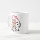女性のカーボーイクリスマスクラブウエスタンカウボーイブーツ コーヒーマグカップ (正面左)