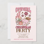 女性のカーボーイクリスマスパーティー 招待状 (正面)