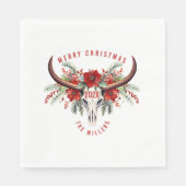 女性のカーボーイクリスマスフローラブルシュガースカル スタンダードランチョンナプキン (正面)