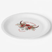 女性のカーボーイクリスマスフローラブルシュガースカル ペーパープレート (アングル)