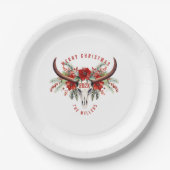 女性のカーボーイクリスマスフローラブルシュガースカル ペーパープレート (正面)