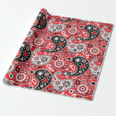 女性のカーボーイクリスマスレッドペイズリーカントリーウエスタン ラッピングペーパー (アンロールド)