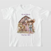 女性のカーボーイグランパスホースガールピンクカントリーバーンポニー Tシャツ (レイダウン)