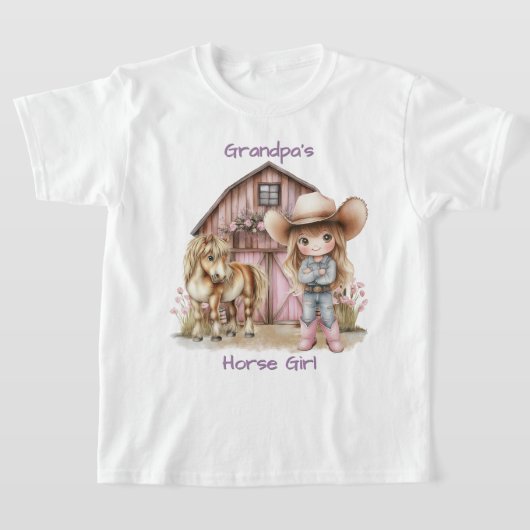 女性のカーボーイグランパスホースガールピンクカントリーバーンポニー Tシャツ (レイダウン)