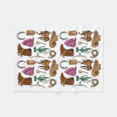 女性のカーボーイコラージュ居心地の良い毛布 – 西、ピンク、および フリースブランケット (正面(横))