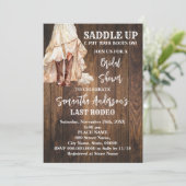 女性のカーボーイサドルアップウェスタンブライダルシャワー 招待状 (スタンド正面)