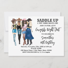 女性のカーボーイサドルアップウェスタン誕生日 招待状