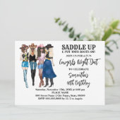女性のカーボーイサドルアップウェスタン誕生日 招待状 (スタンド正面)