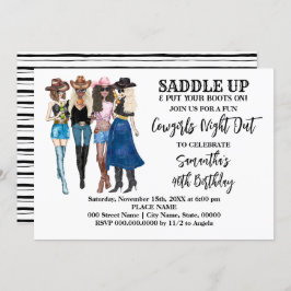 女性のカーボーイサドルアップウェスタン誕生日 招待状