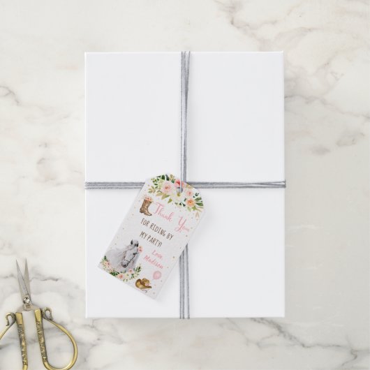 女性のカーボーイサドルアップホースポニー誕生日 ギフトタグ (より糸付き)