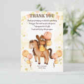 女性のカーボーイサドルアップ誕生日サンキューカード サンキューカード (スタンド正面)