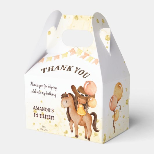 女性のカーボーイサドルアップ誕生日感謝していあなた フェイバーボックス (裏面サイド)