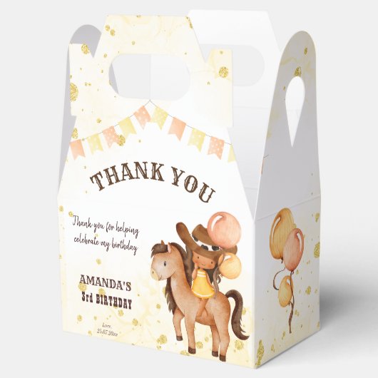 女性のカーボーイサドルアップ誕生日感謝していあなた フェイバーボックス (オープン)