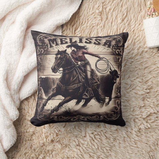 女性のカーボーイサラ競合アットザロデオイベント クッション (ブランケット)