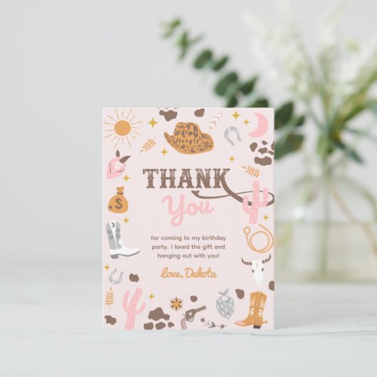 女性のカーボーイサンキューカード | Girl Westerありがとう サンキューカード (スタンド正面)