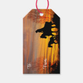 女性のカーボーイサンセットライドギフトラベル ギフトタグ (正面)