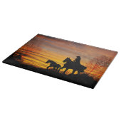 女性のカーボーイサンセット乗馬カットボード カッティングボード (角)