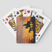 女性のカーボーイサンセット乗馬トランプ トランプ (裏面)