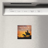 女性のカーボーイサンセット乗馬マグネット マグネット (インサイチュ (食洗機))