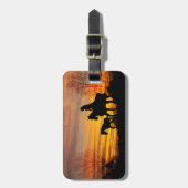 女性のカーボーイサンセット乗馬ラゲッジタグ ラゲッジタグ (正面縦)