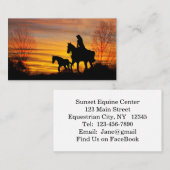 女性のカーボーイサンセット乗馬名刺 名刺 (正面/裏面)