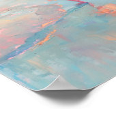 女性のカーボーイサンセット絵を描ビーチプリント ポスター (角)