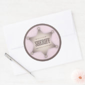 女性のカーボーイシェリフバッジウエスタンベビーシャワー ラウンドシール (封筒)