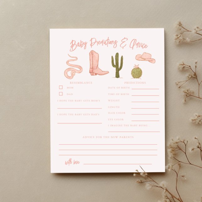 女性のカーボーイシャワーベビー予測およびアドバイスカード (クリエイターアップロード済み)